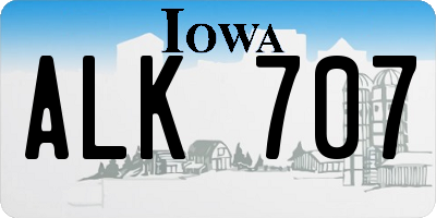 IA license plate ALK707