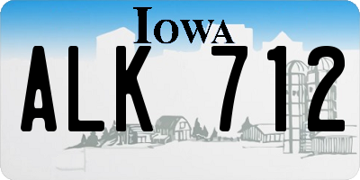 IA license plate ALK712
