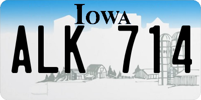IA license plate ALK714