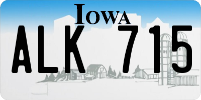 IA license plate ALK715