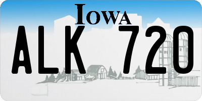 IA license plate ALK720