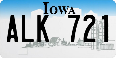 IA license plate ALK721