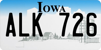 IA license plate ALK726