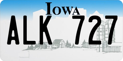 IA license plate ALK727