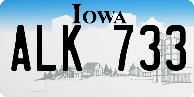 IA license plate ALK733