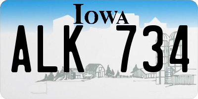 IA license plate ALK734