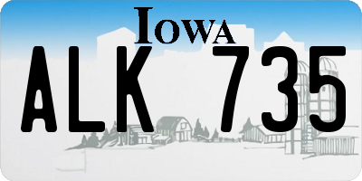 IA license plate ALK735