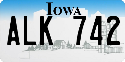 IA license plate ALK742
