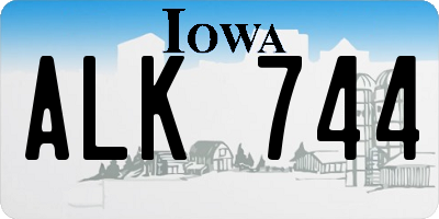 IA license plate ALK744