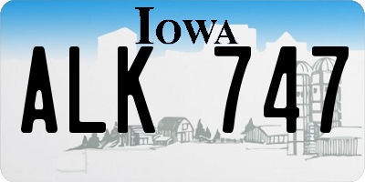 IA license plate ALK747