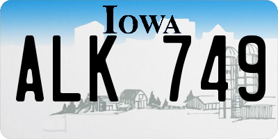 IA license plate ALK749