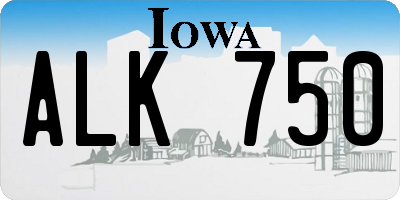 IA license plate ALK750