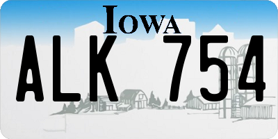 IA license plate ALK754