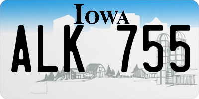 IA license plate ALK755