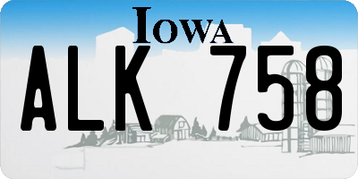 IA license plate ALK758