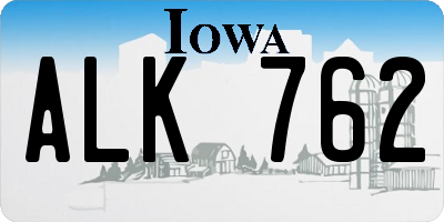 IA license plate ALK762
