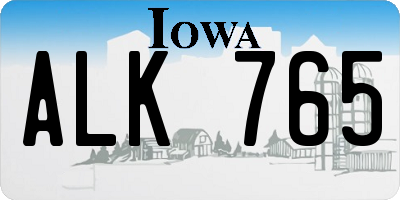 IA license plate ALK765
