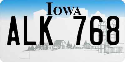 IA license plate ALK768