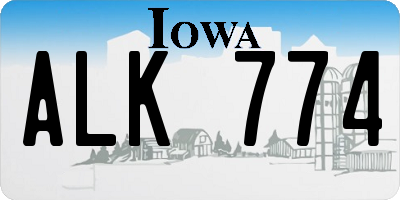 IA license plate ALK774