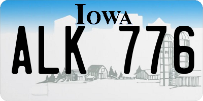 IA license plate ALK776