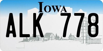 IA license plate ALK778