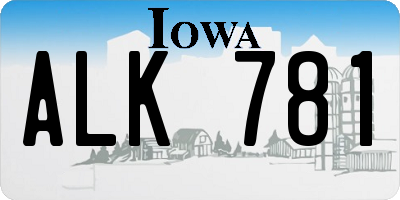 IA license plate ALK781