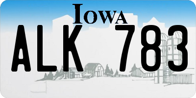IA license plate ALK783