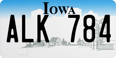 IA license plate ALK784