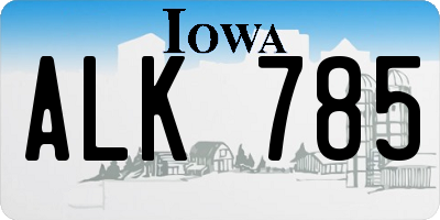 IA license plate ALK785