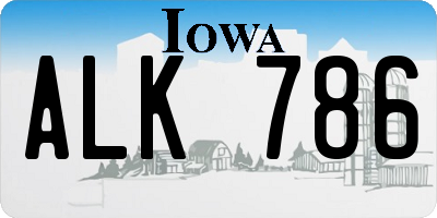 IA license plate ALK786