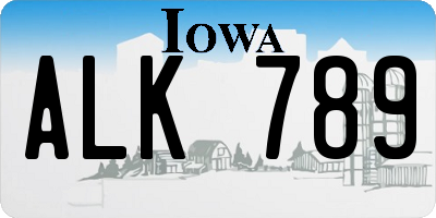 IA license plate ALK789