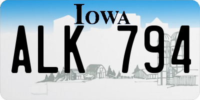 IA license plate ALK794