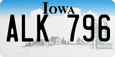 IA license plate ALK796