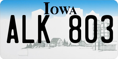 IA license plate ALK803