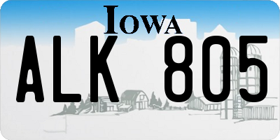 IA license plate ALK805