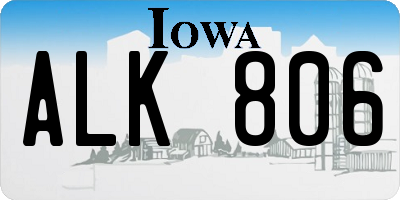 IA license plate ALK806