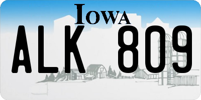 IA license plate ALK809