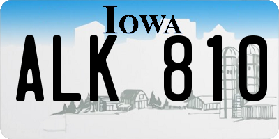 IA license plate ALK810