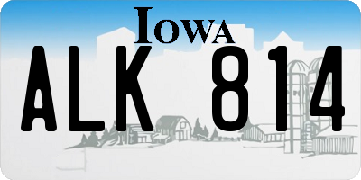 IA license plate ALK814