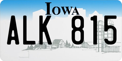 IA license plate ALK815