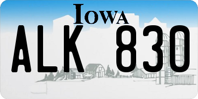 IA license plate ALK830