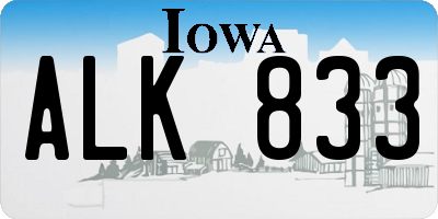IA license plate ALK833
