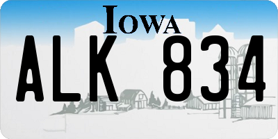 IA license plate ALK834
