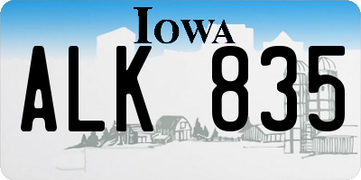 IA license plate ALK835