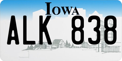 IA license plate ALK838