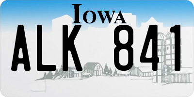 IA license plate ALK841