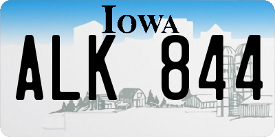 IA license plate ALK844
