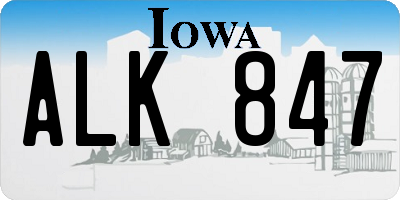 IA license plate ALK847