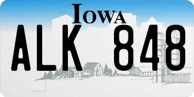 IA license plate ALK848