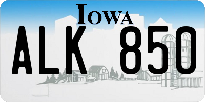 IA license plate ALK850